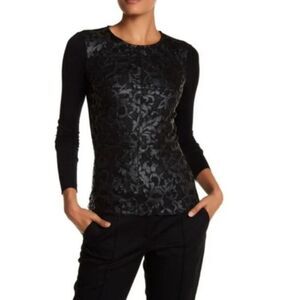 Bailey 44 Kathy Vegan Leather Lace Front Long Sleeve Shirt Small NWT